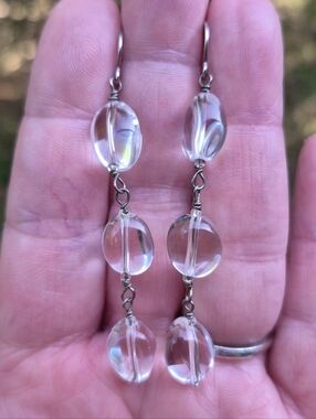 Quartz Sterling Silver J Mills Studio Handmade Earrings 2.5 Inches